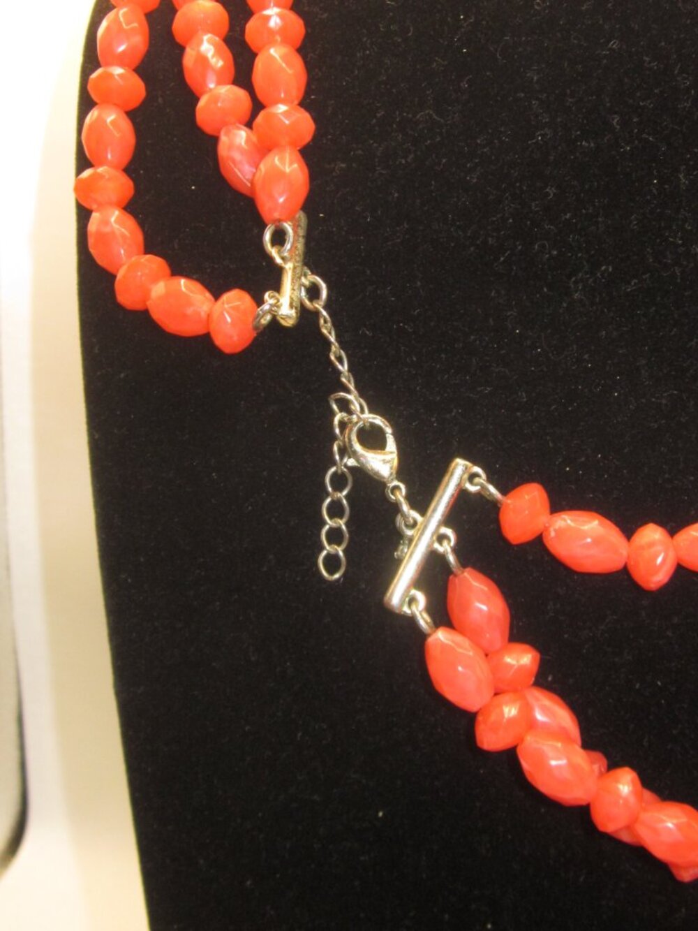 Multi Strand Acrylic Necklace Deep Melon Color - Picture 3 of 3